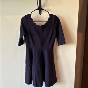Navy Blue Scalloped Dress